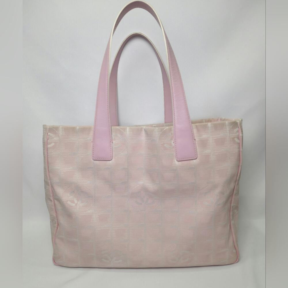 Authentic Chanel Pink Nylon Travel Line Tote Bag